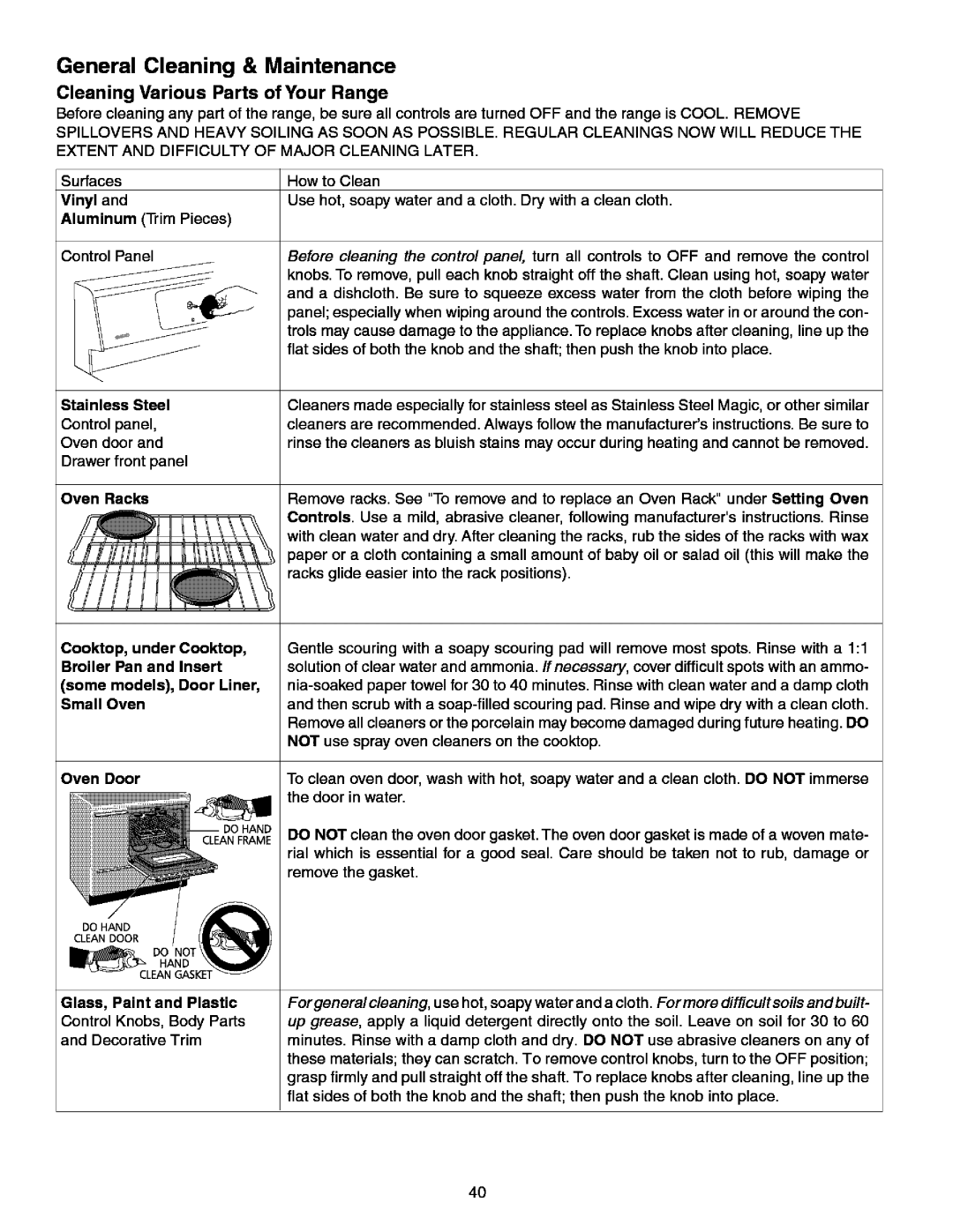 Kenmore 790.99613 manual General Cleaning & Maintenance, Vinyl 