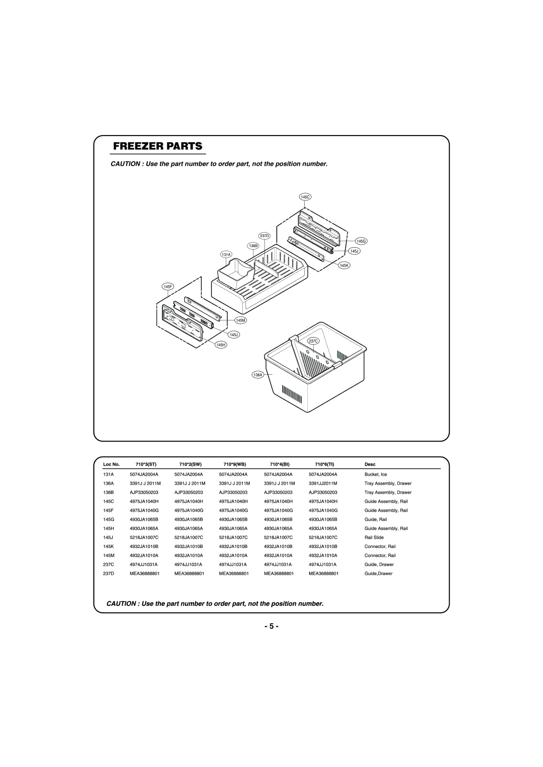 Kenmore 795-71022.010 service manual Freezer Parts 