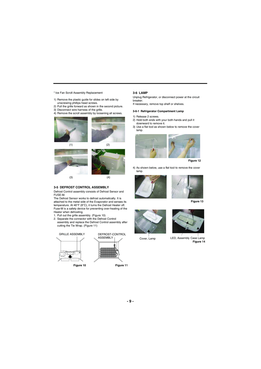 Kenmore 795-71022.010 service manual Defrost Control Assembly, Refrigerator Compartment Lamp 