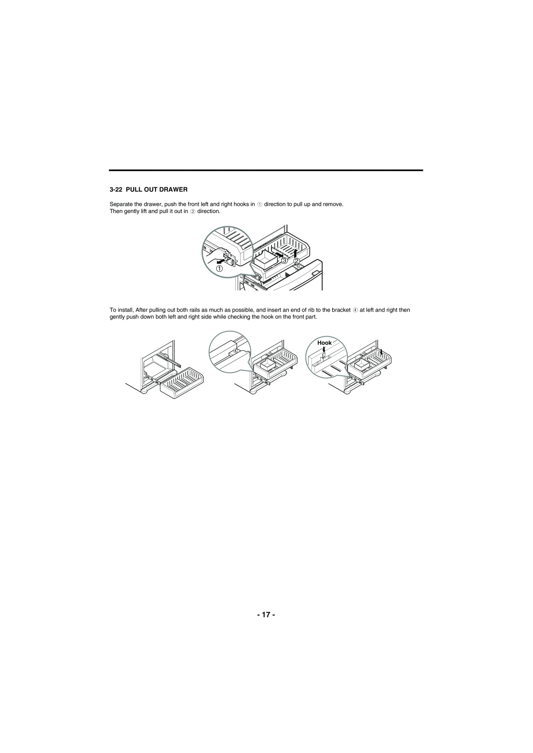 Kenmore 795-71022.010 service manual Pull Out Drawer, Hook 