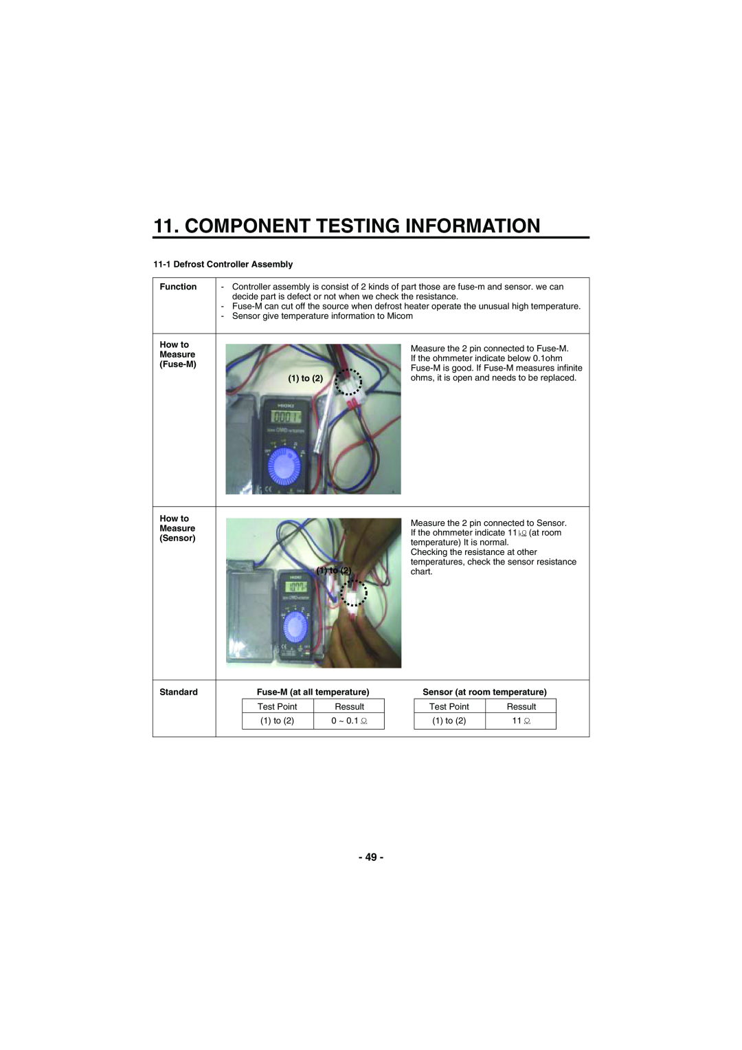 Kenmore 795-71022.010 service manual Component Testing Information 