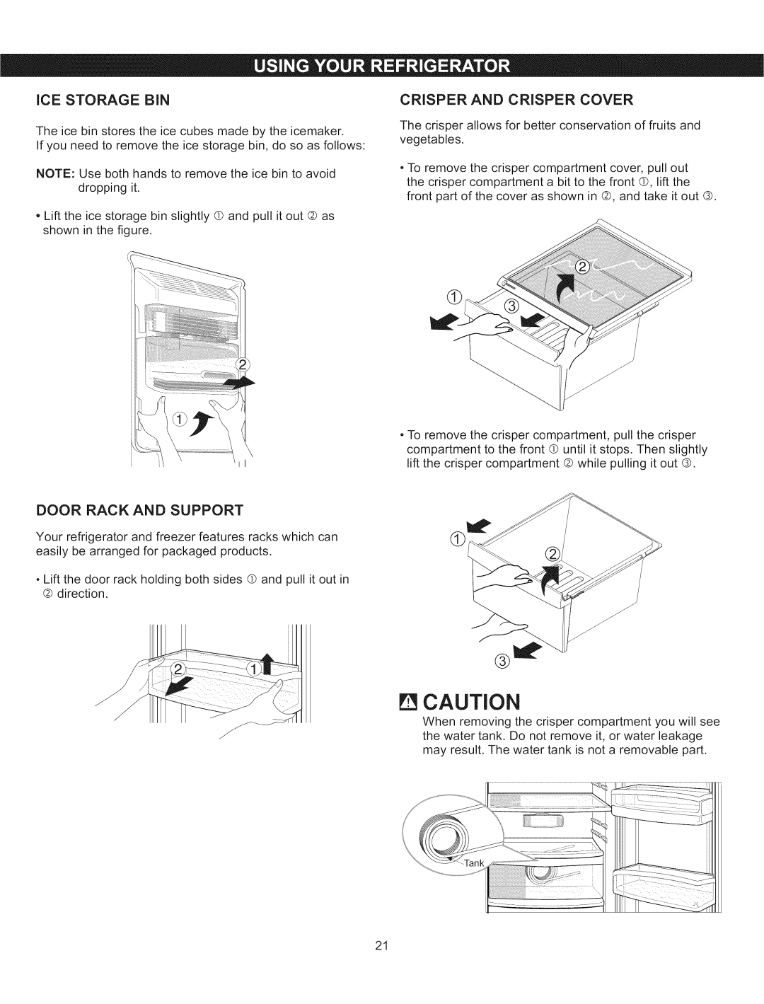 Kenmore 795.5103 manual ICE Storage BIN, Crisper and Crisper Cover, Door Rack and Support 