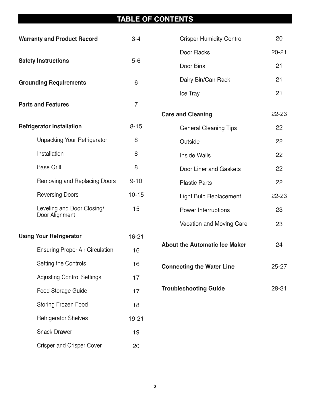 Kenmore 795.7997, 795.6991, 795.6397, 795.7937, 795.6997 Installation, About the Automatic Ice Maker, Troubleshooting Guide 