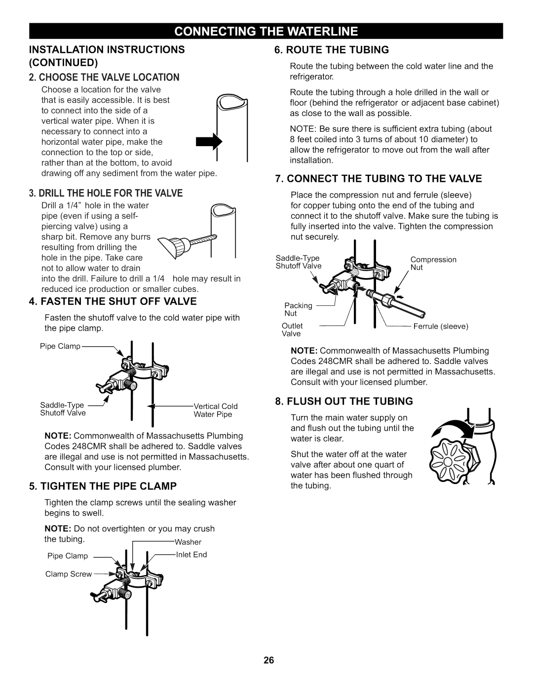 Kenmore 795.6997, 795.6991, 795.7997 manual Installation Instructions Choose the Valve Location, Fasten the Shut OFF Valve 