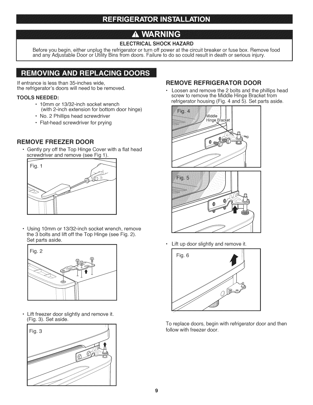 Kenmore 795.6991 No.2 Phillipsheadscrewdriver Flat-headscrewdriverforprying, Remove Freezer Door, Remove Refrigerator Door 