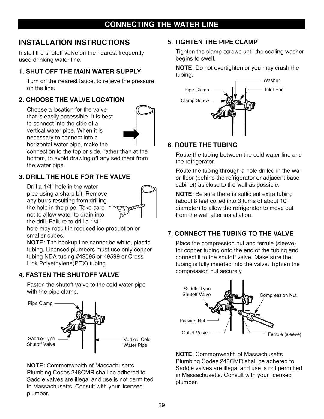 Kenmore 795.7104 manual Choose the Valve Location, Route, Drill the Hole for the Valve, Fasten the Shutoff Valve 