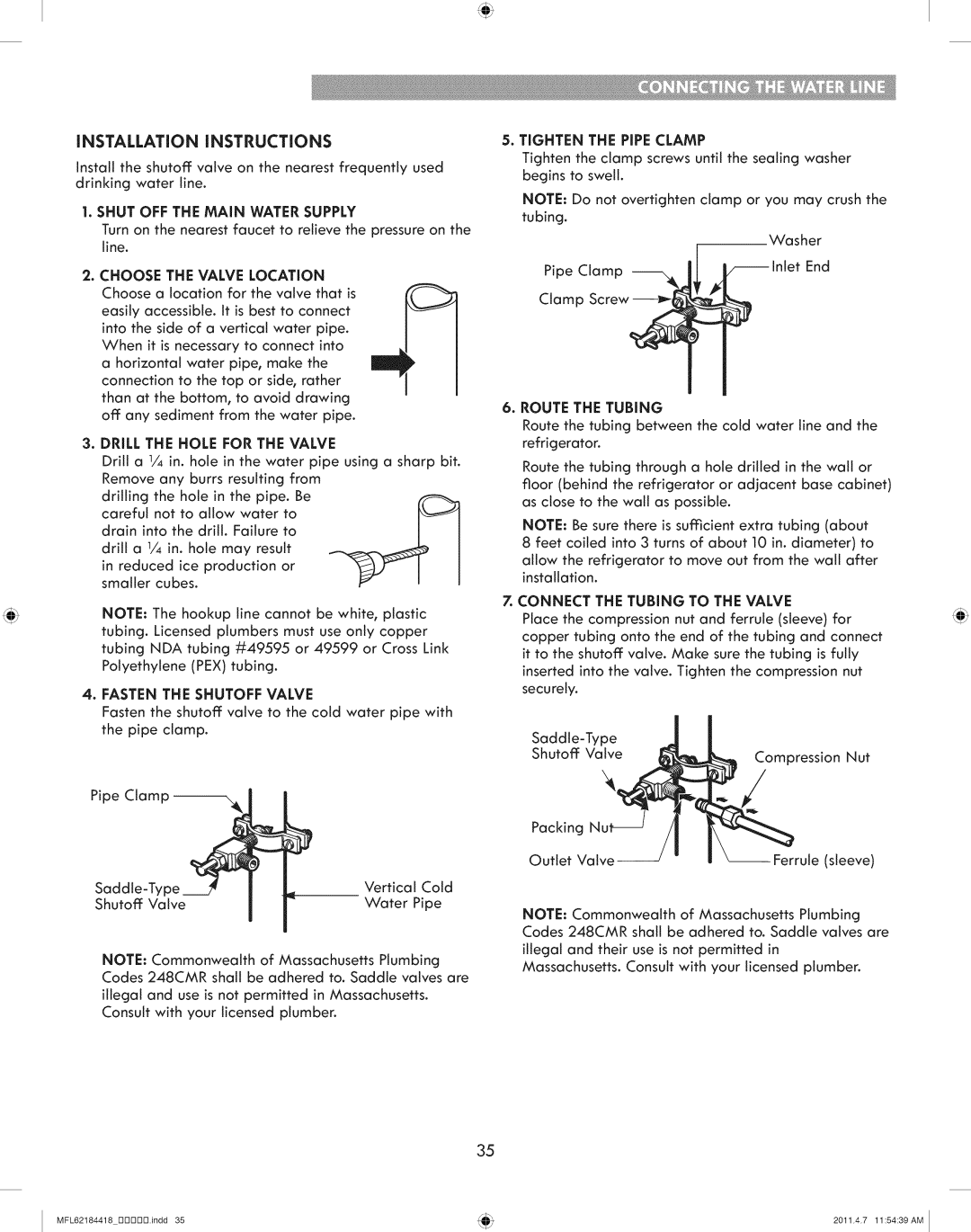 Kenmore 795.7109 manual Shut OFF the Main Water Supply, Inlet End, Outlet 