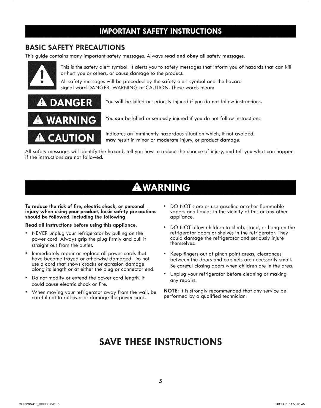 Kenmore 795.7109 manual Basic Safety Precautions 