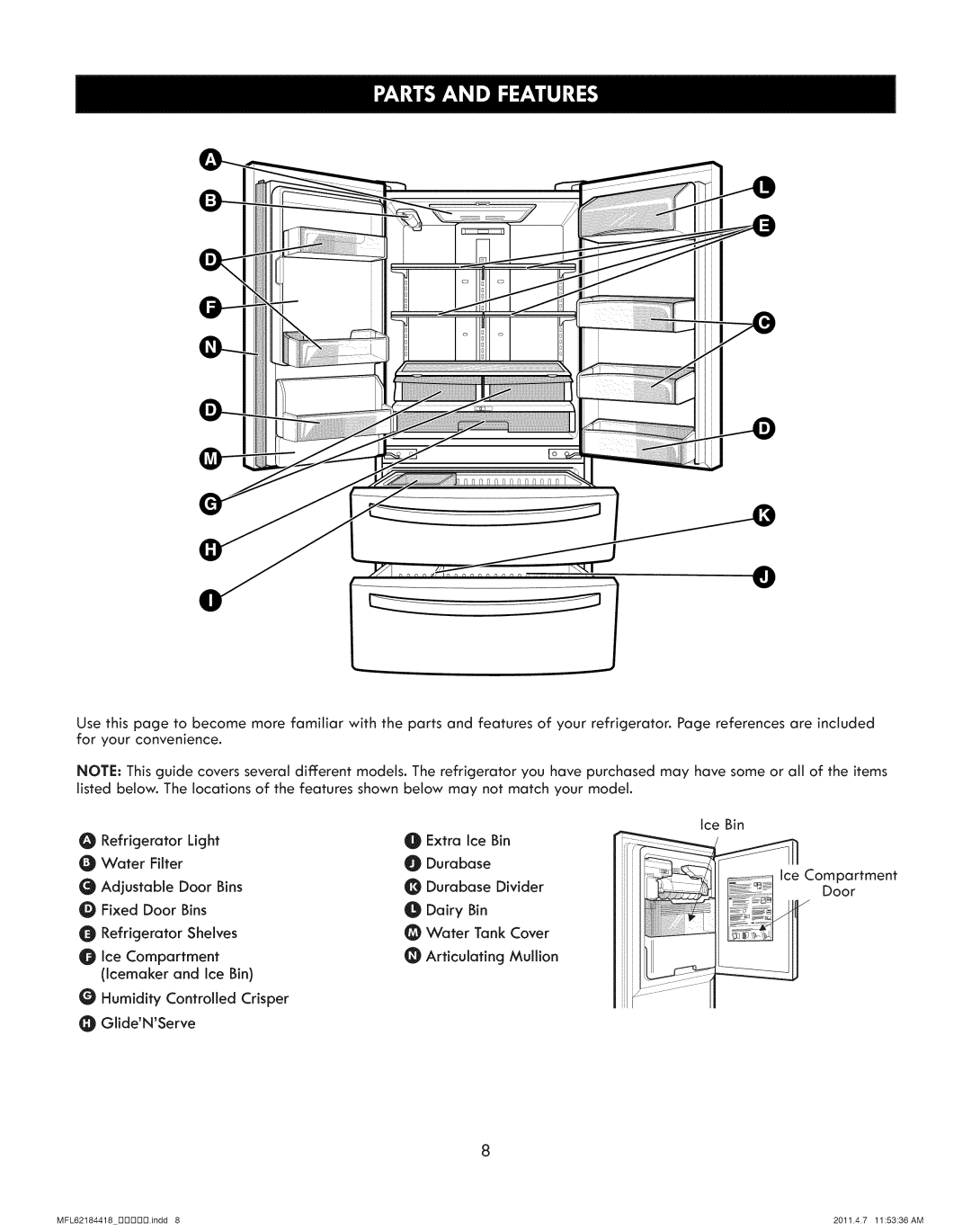 Kenmore 795.7109 manual IceBin 