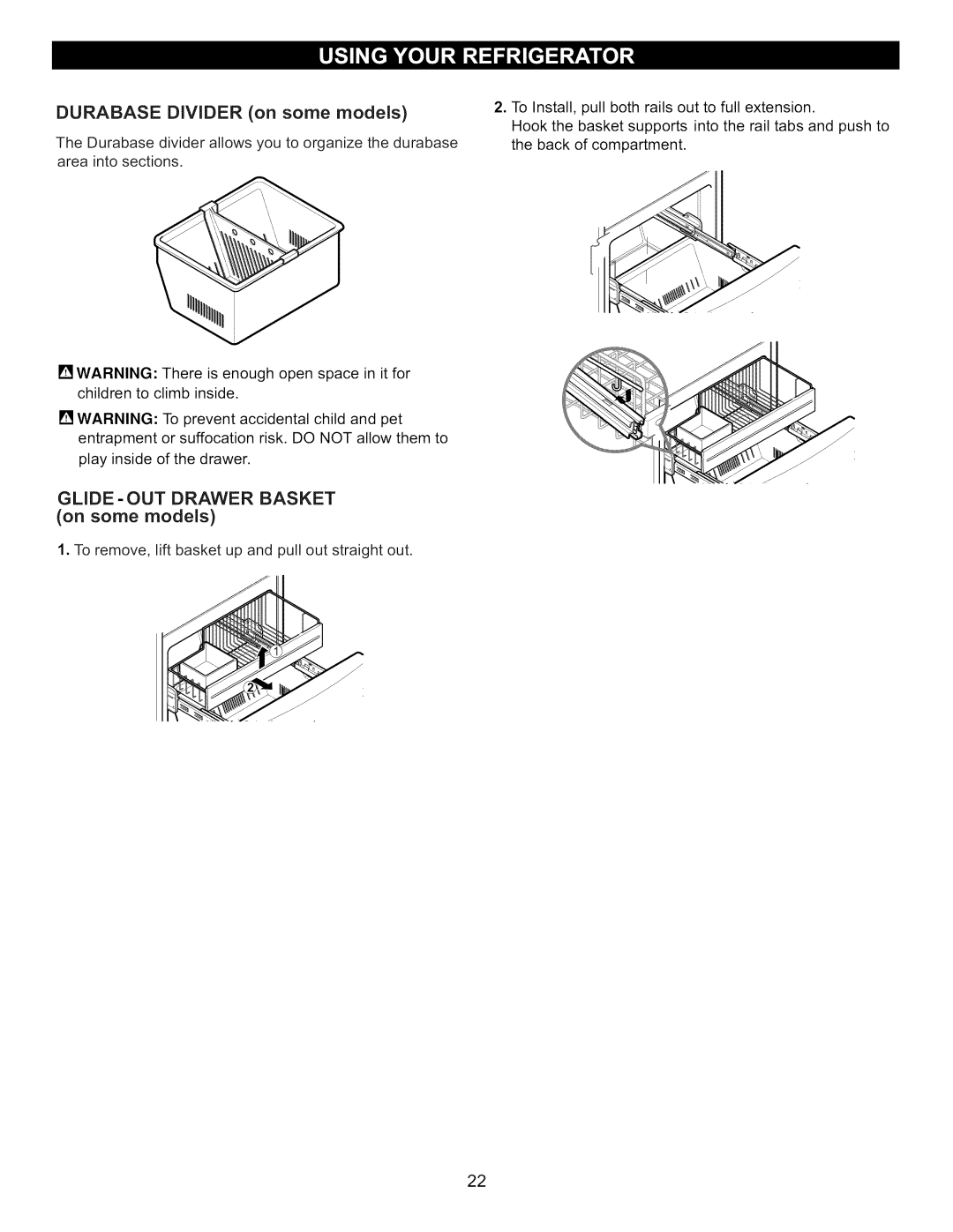 Kenmore 795.7130-K manual GLIDE- OUT DRAWER BASKET on some models 