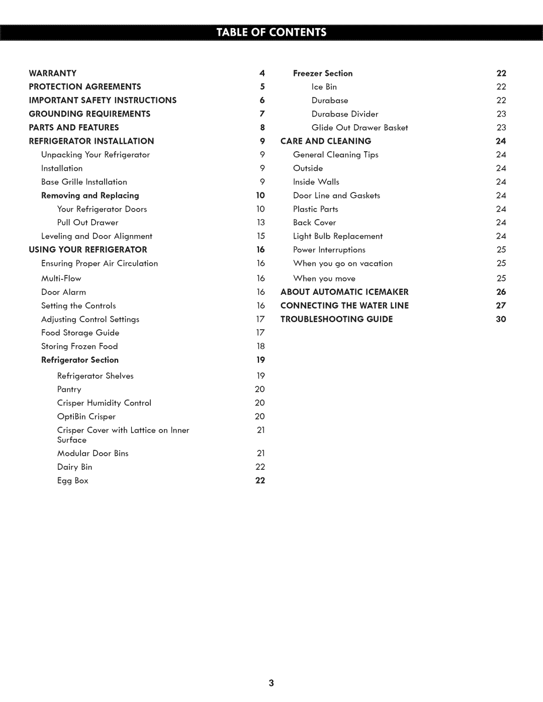 Kenmore 795.7130 Warranty Protection Agreements, Grounding Requirements Parts and Features, Care Cleaning, Inside Wails 