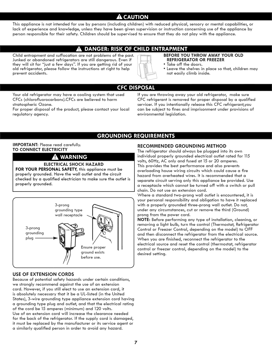 Kenmore 795.7130 manual Before YOU Throw Away Your OLD Refrigerator or Freezer, Important Please read carefully 