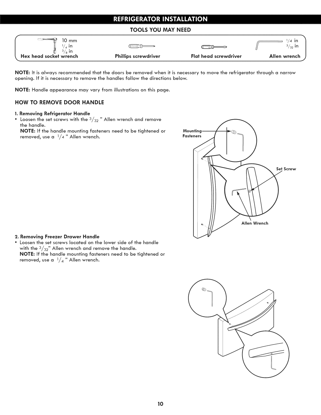 Kenmore 795.7130 manual Tools YOU MAY Need, HOW to Remove Door Handle 