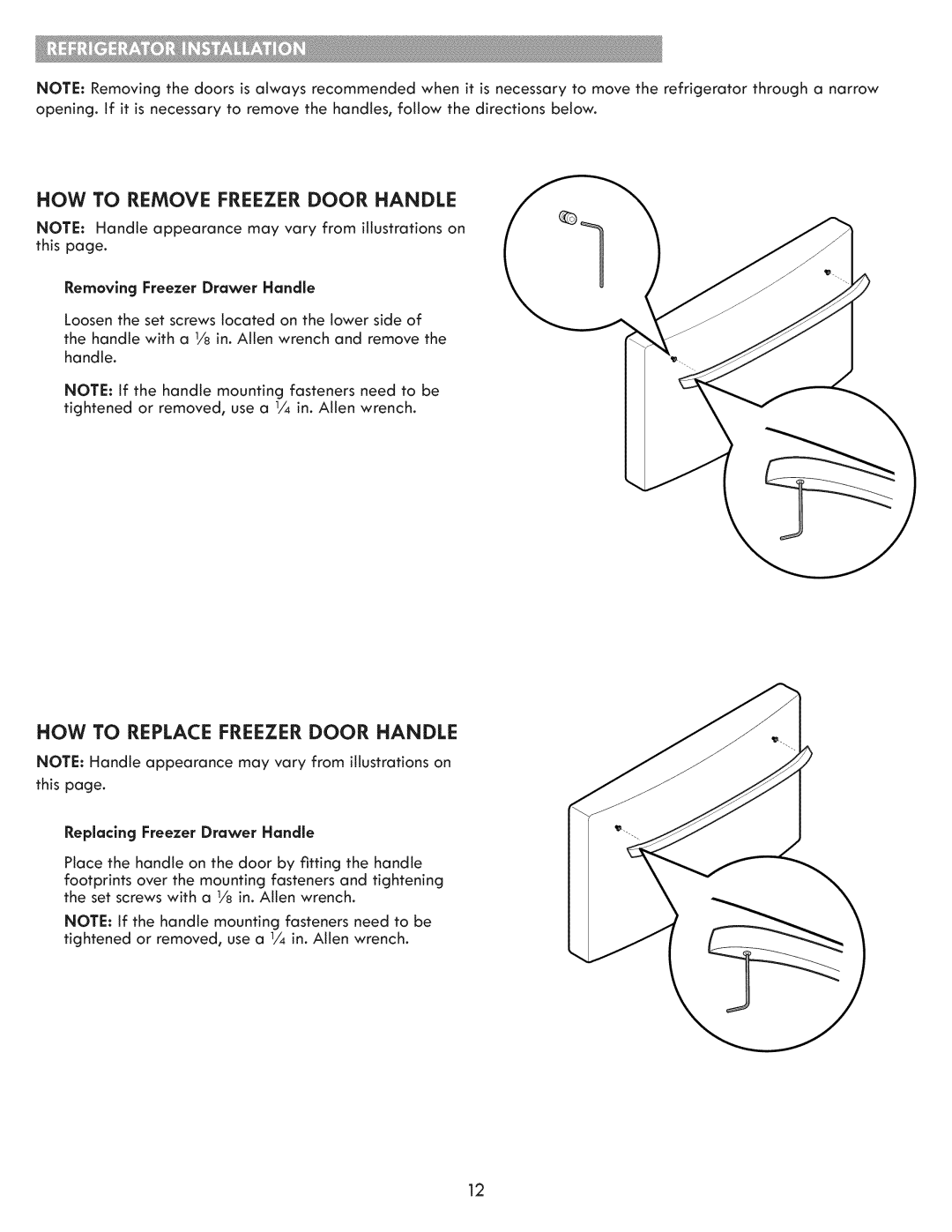 Kenmore 795.7202 HOW to Remove Freezer Door Handle, HOW to Replace Freezer Door Handle, Removing Freezer Drawer Handle 