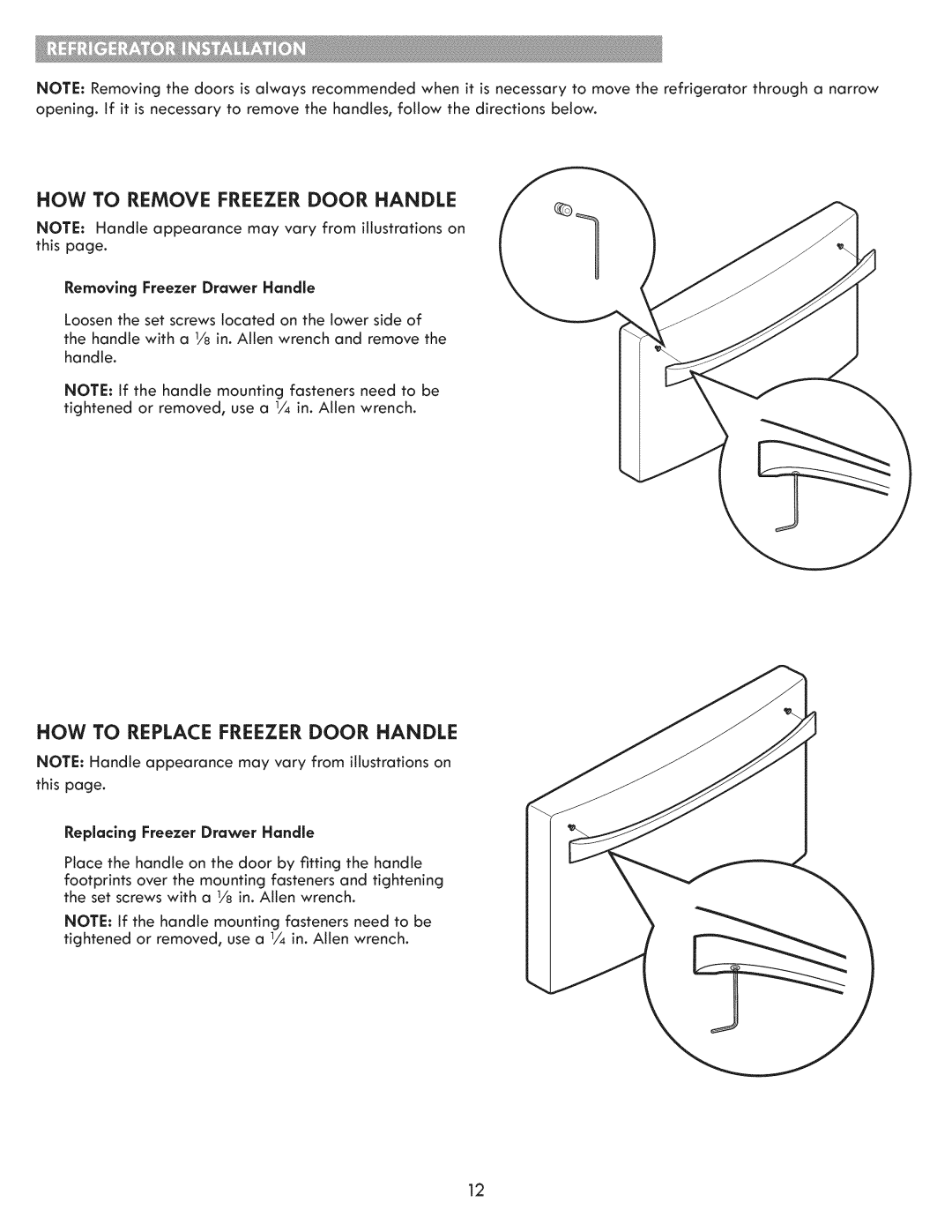 Kenmore 795.7205 HOW to Remove Freezer Door Handle, HOW to Replace Freezer Door Handle, Removing Freezer Drawer Handle 