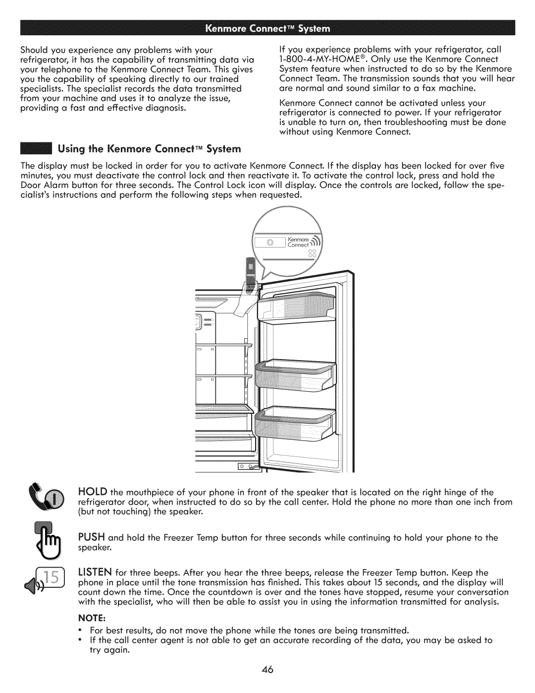 Kenmore 795.7205 manual Using the Kenrnore Connect TM System 