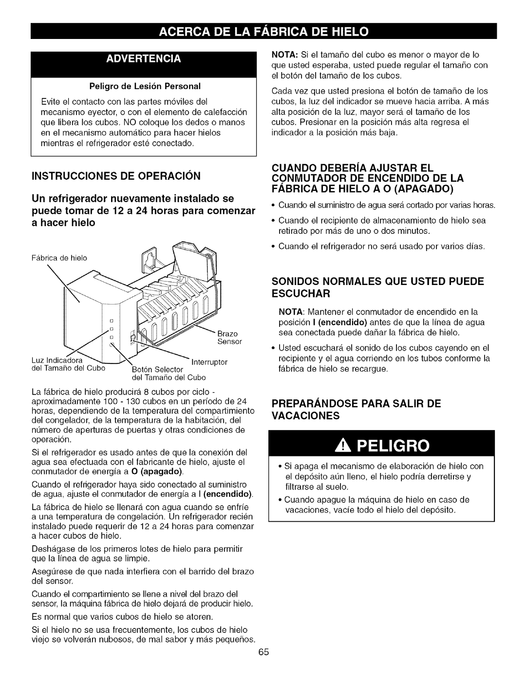 Kenmore 795.7756 manual Instrucciones DE Operacion, Sonidos Normales QUE Usted Puede Escuchar, Peligro de Lesibn Personal 