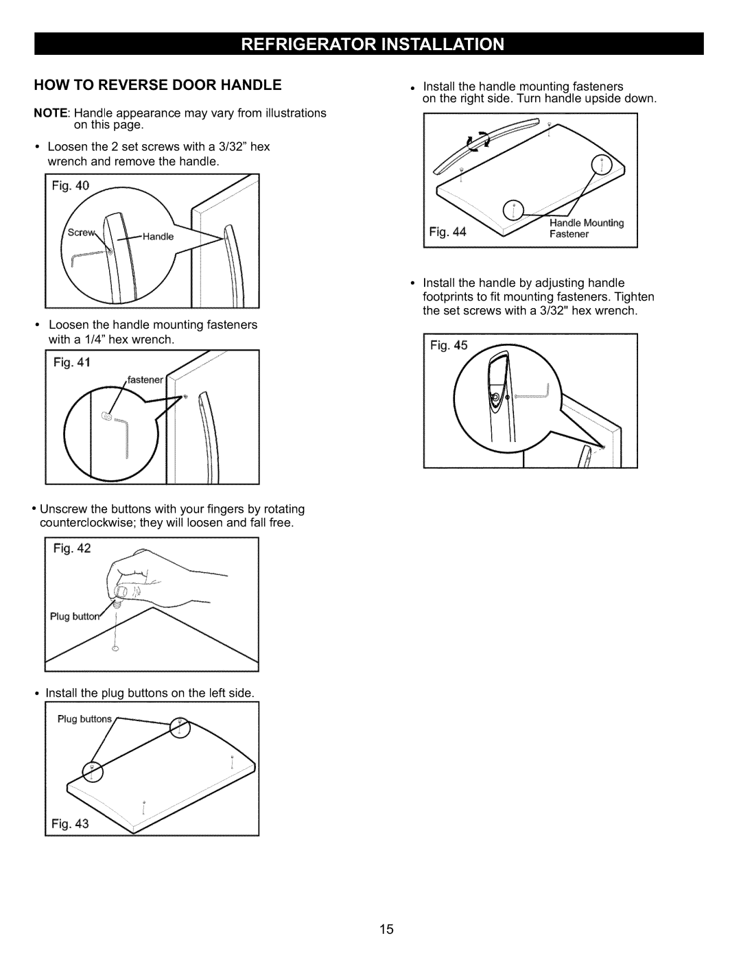 Kenmore 795.7827, 795.7900, 795.6900, 795.6827, 795.7809, 795.76200 manual HOW to Reverse Door Handle 