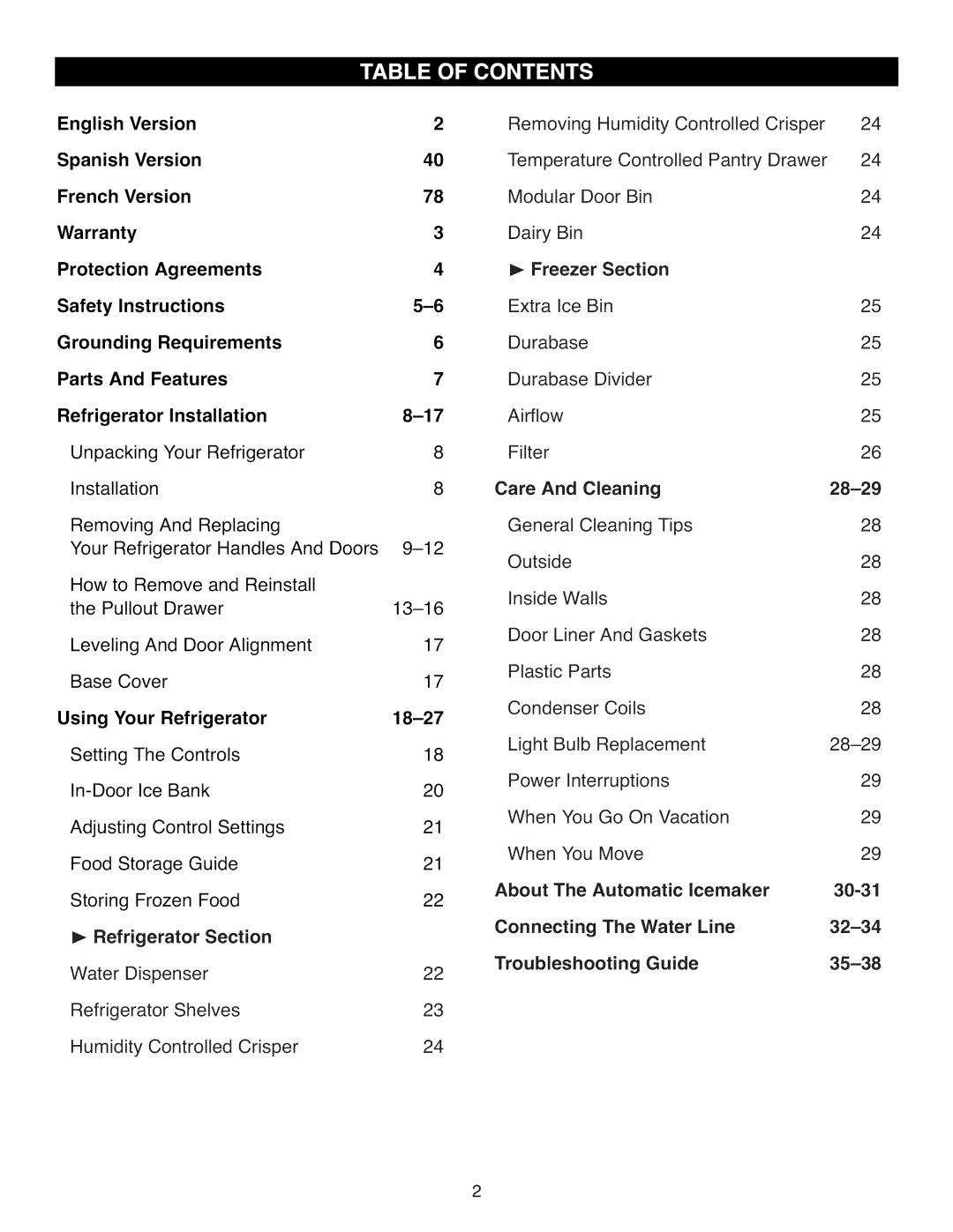 Kenmore 795.7977 manual Line 32-34 Troubleshooting Guide 35-38 