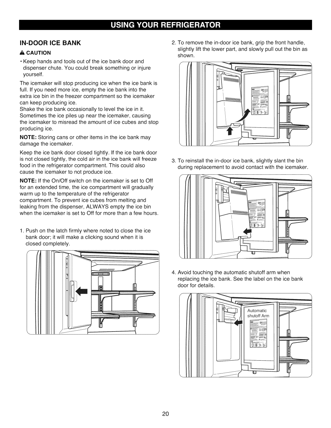 Kenmore 795.7977 manual IN-DOOR ICE Bank 