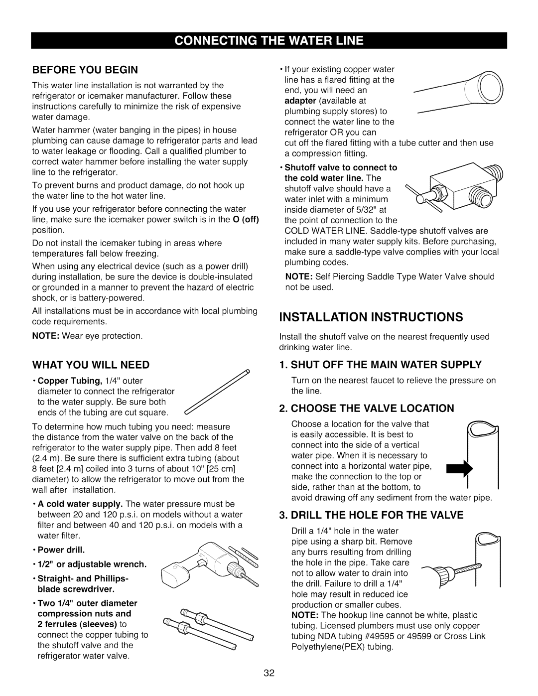 Kenmore 795.7977 manual Before YOU Begin, What YOU will Need, Shut OFF the Main Water Supply, Choose the Valve Location 