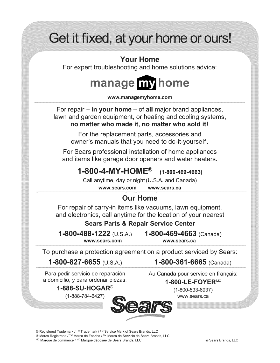 Kenmore 795.7977 manual Anage 