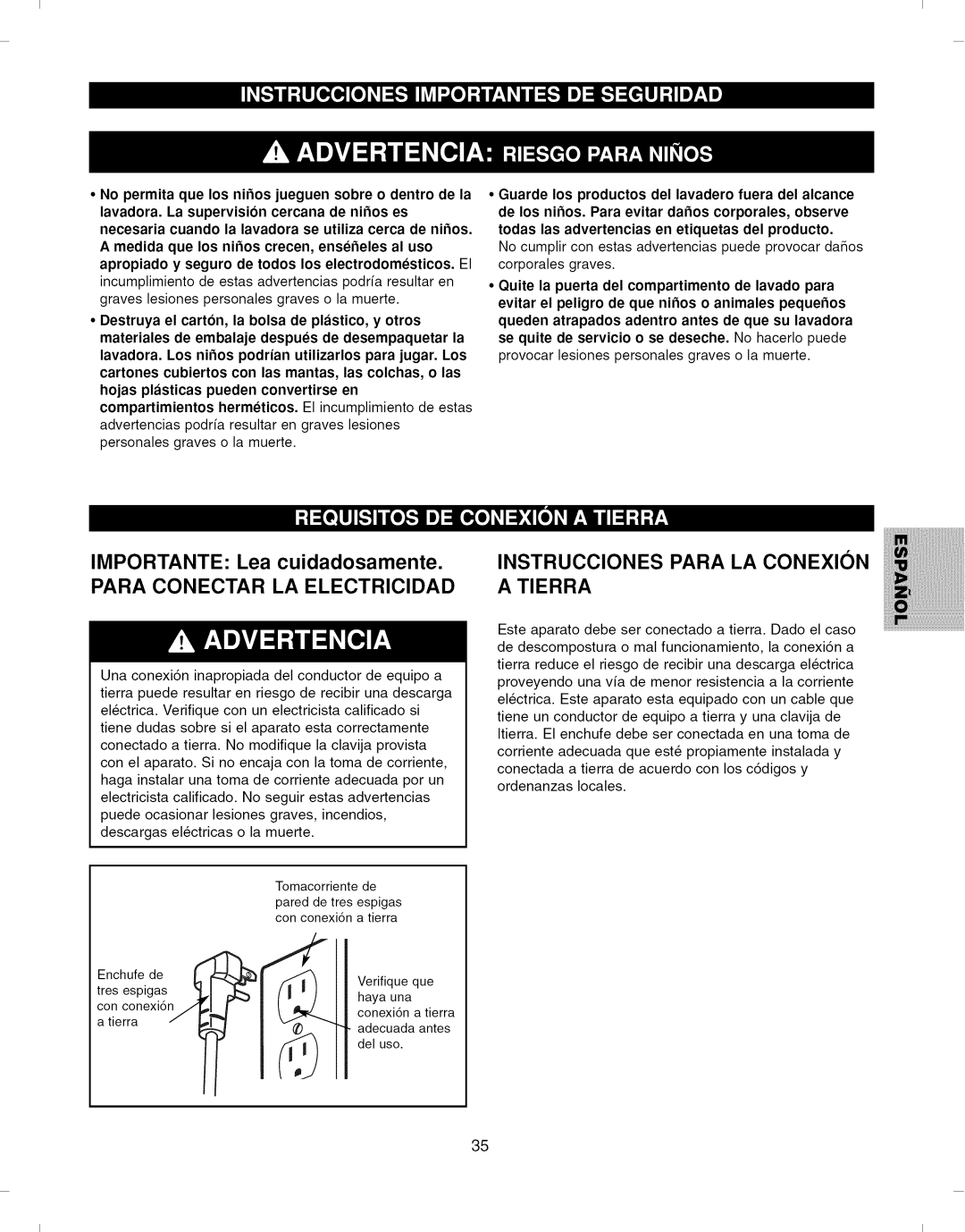 Kenmore 796.292796 manual Para Conectar LA Electricidad 