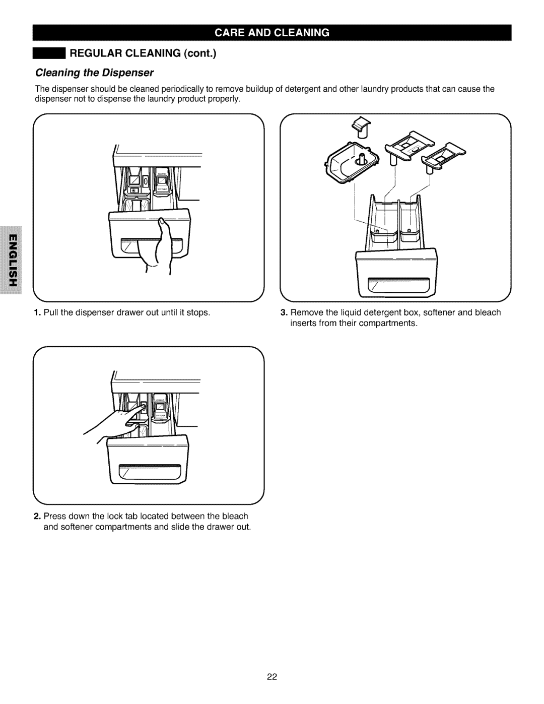 Kenmore 796.4027 manual Regular Cleaning, Cleaning the Dispenser 