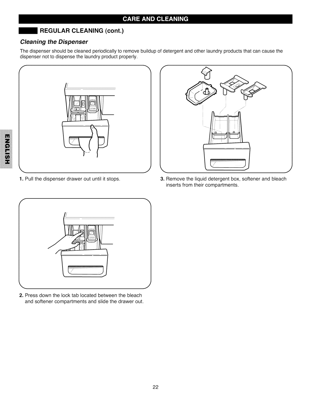 Kenmore 796.4031#9## manual Regular Cleaning, Cleaning the Dispenser 