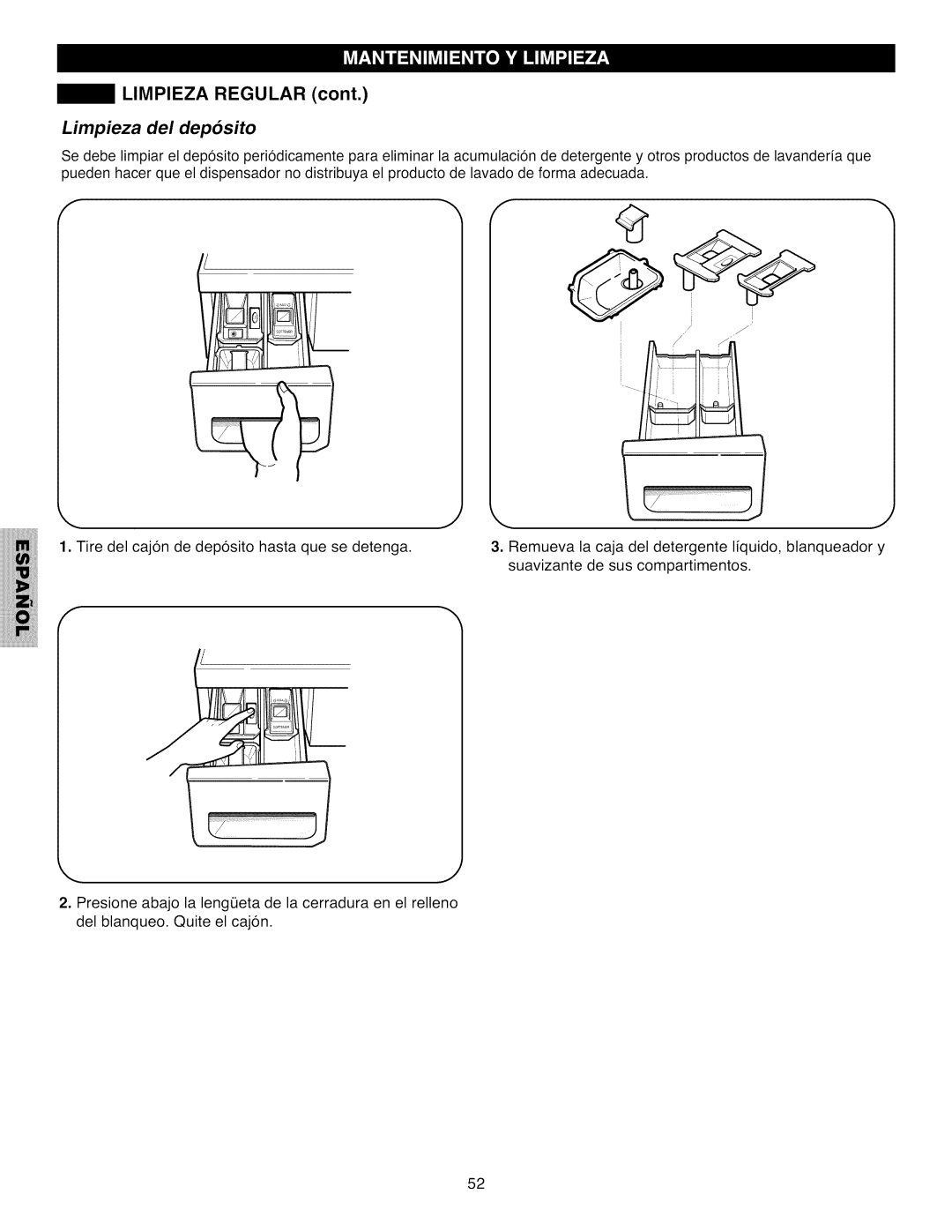 Kenmore 796.4031#9## manual Limpieza Regular, Limpieza del deposito 