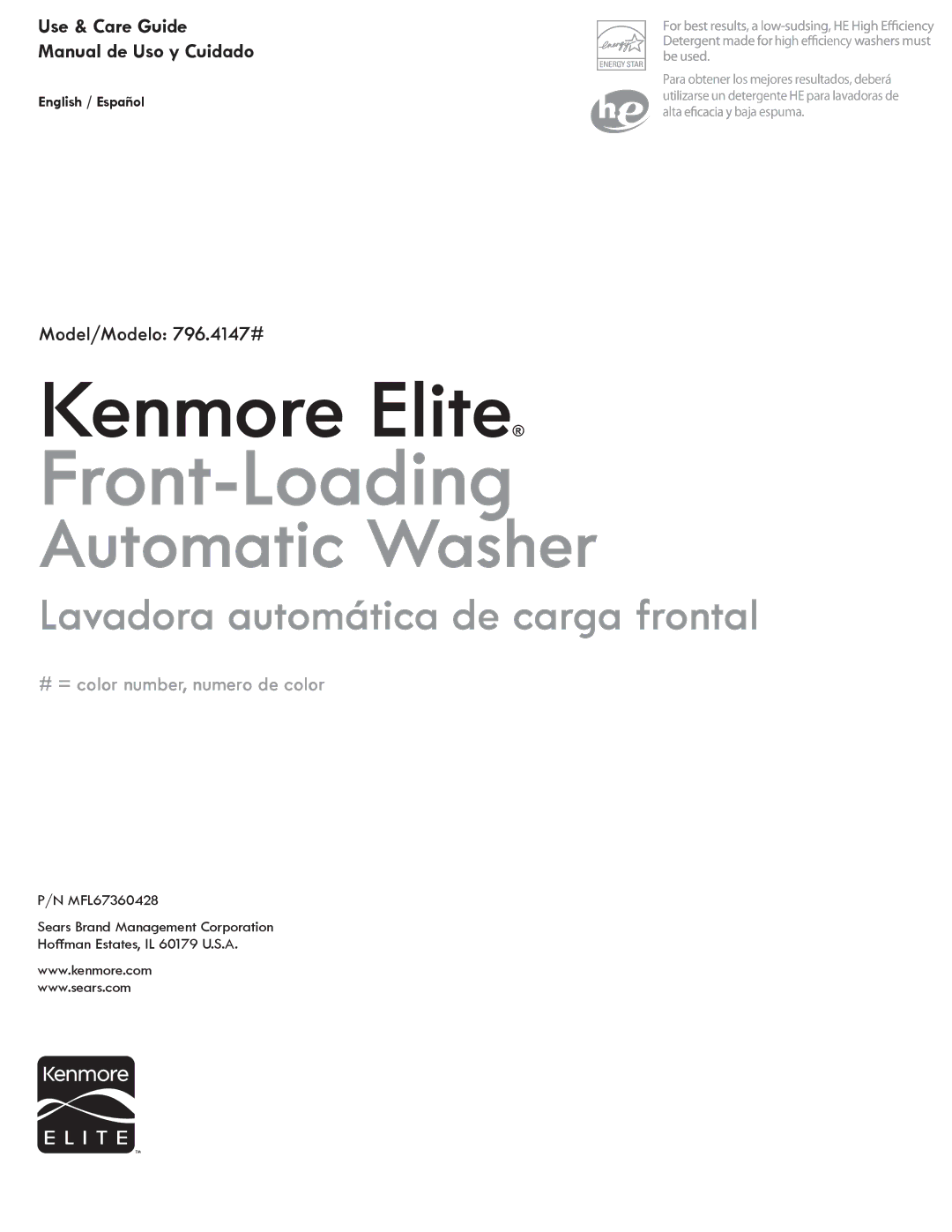 Kenmore manual Model/Modelo 796.4147#, Use & Care Guide Manual de Uso y Cuidado 