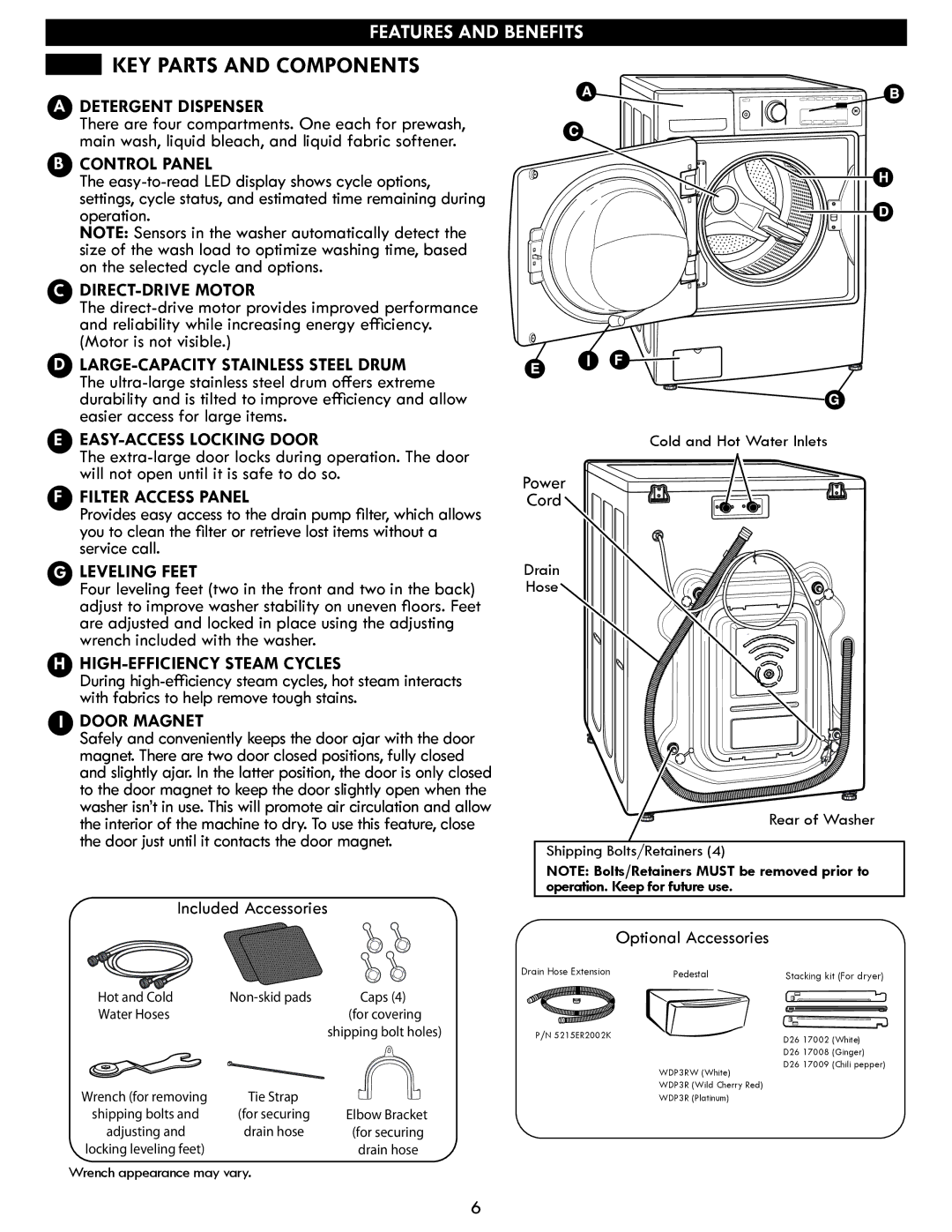 Kenmore 796.4147 Detergent Dispenser, Control Panel, DIRECT-DRIVE Motor, LARGE-CAPACITY Stainless Steel Drum, Door Magnet 