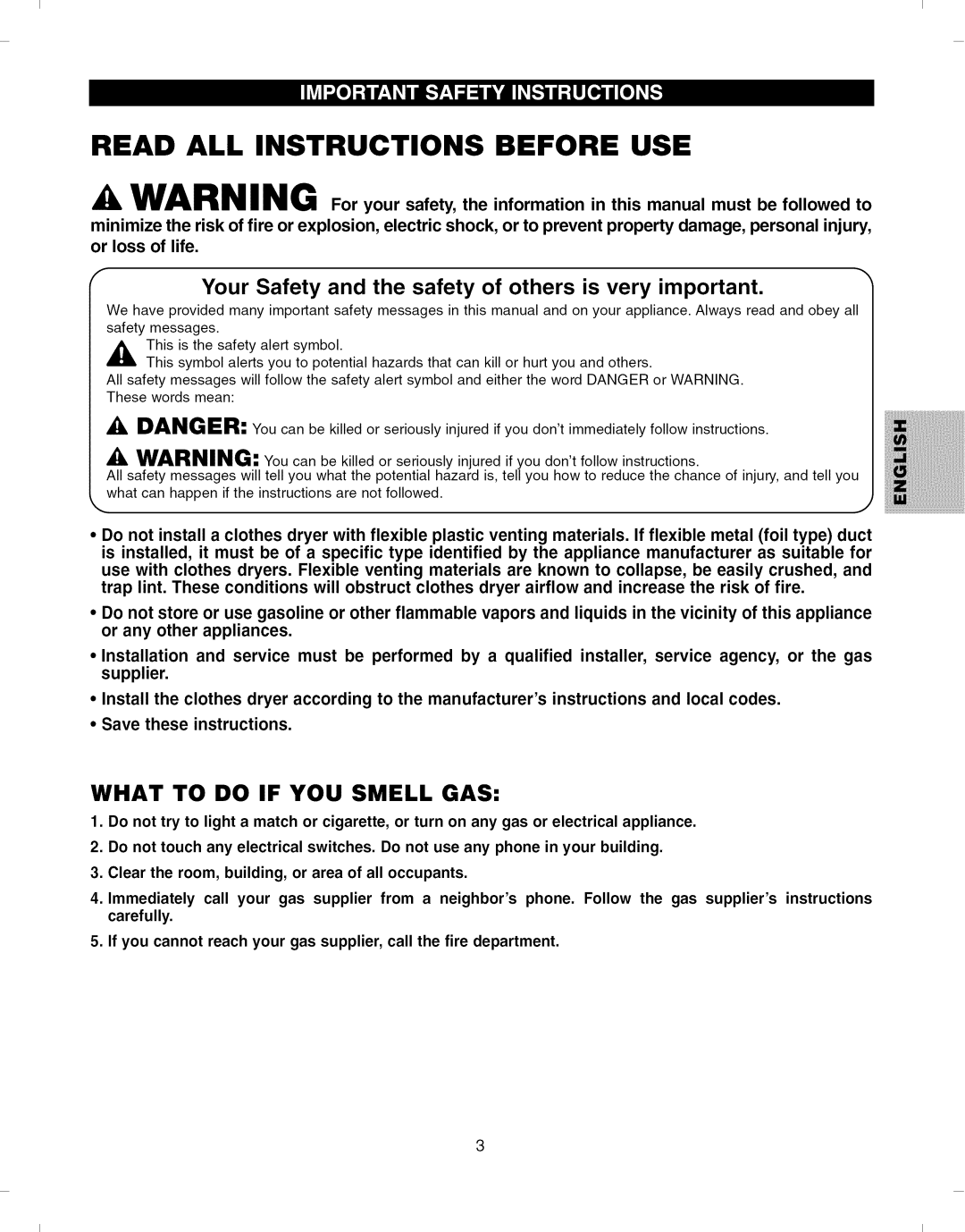 Kenmore 796.8051 manual Read ALL Instructions Before USE 