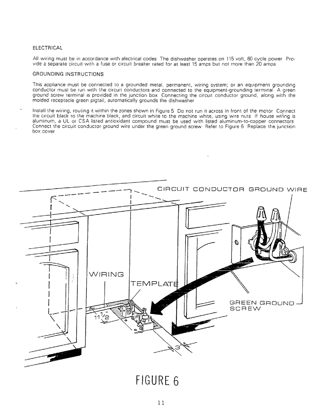 Kenmore 808353 manual Green Ground Screw, Electrical, GROUND1NGINSTRUCTIONS, Circuit Conductorground Wire 