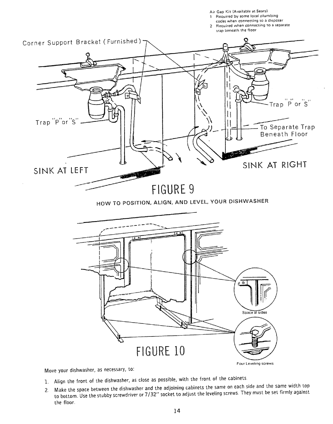 Kenmore 808353 manual Sink AI Left Sink AT Right, HOW to POSITION, ALIGN, and LEVEL, Your Dishwasher 