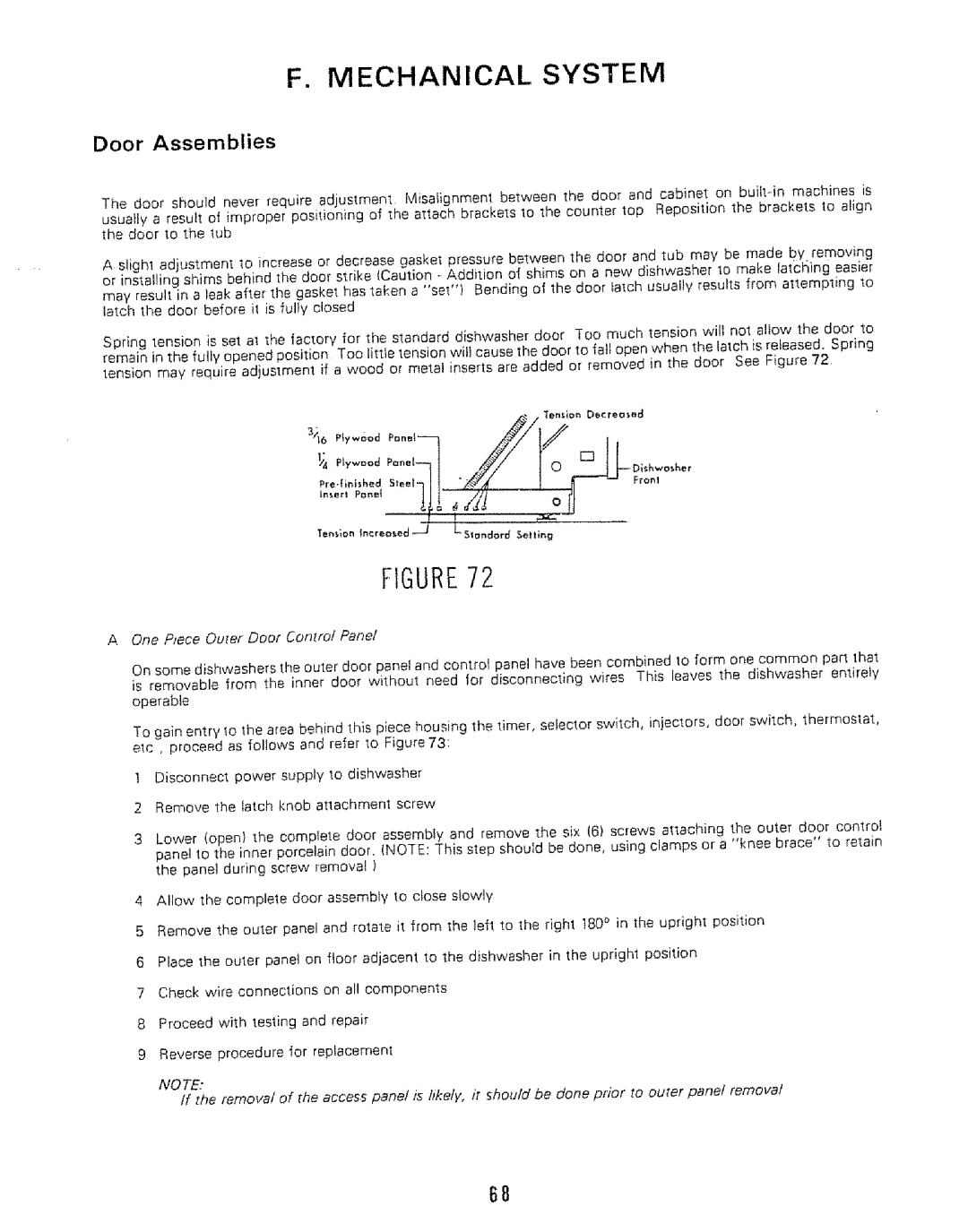 Kenmore 808353 manual Door Assemblies, One Piece Outer Door Control Panel 