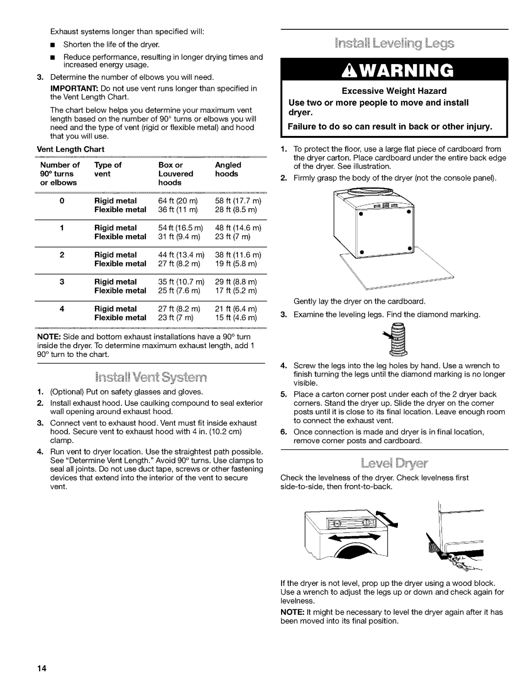 Kenmore 8519319A manual Metal, Rigid metal 