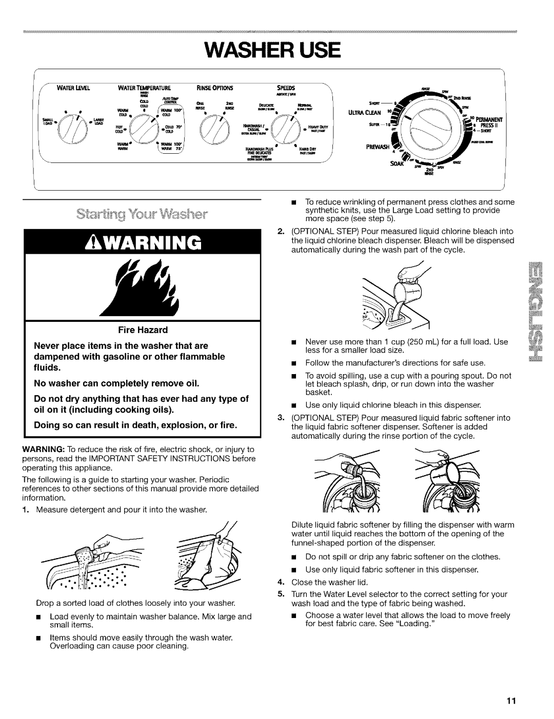 Kenmore 8526119A manual Washer USE 