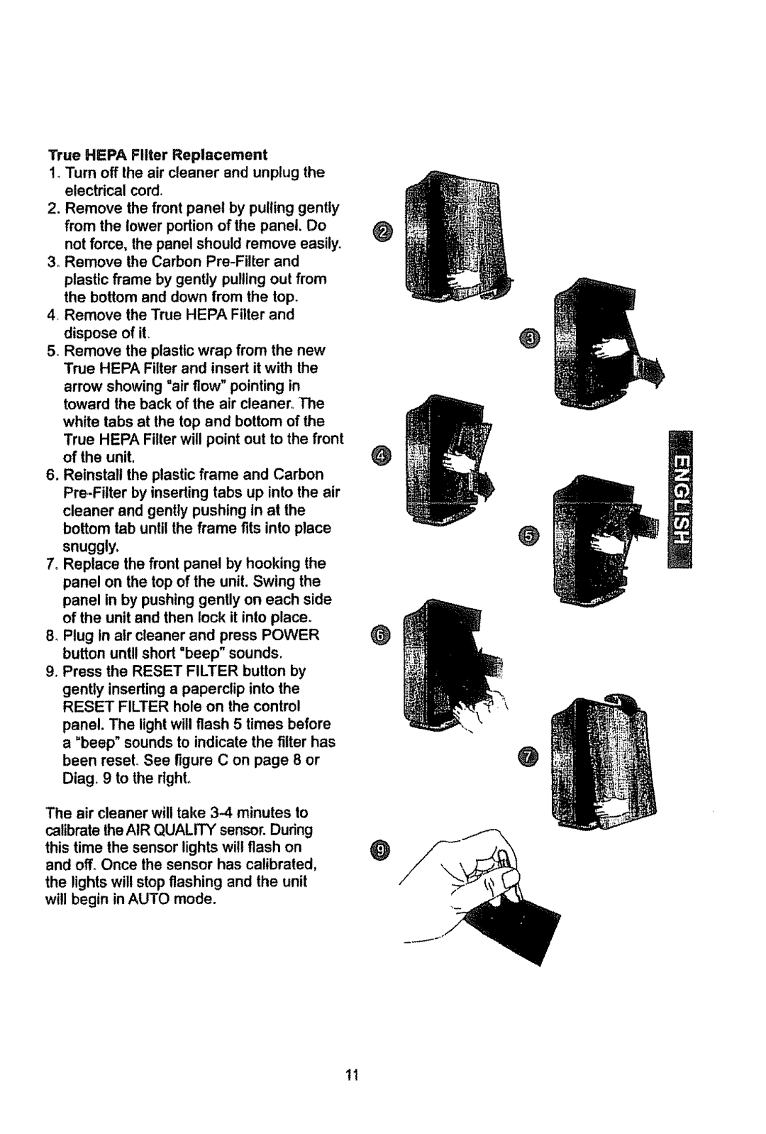 Kenmore 85300, 85450, 85150 manual TrueHEPAFilterReplacement Turnoff theair cleanerandunplugthe 