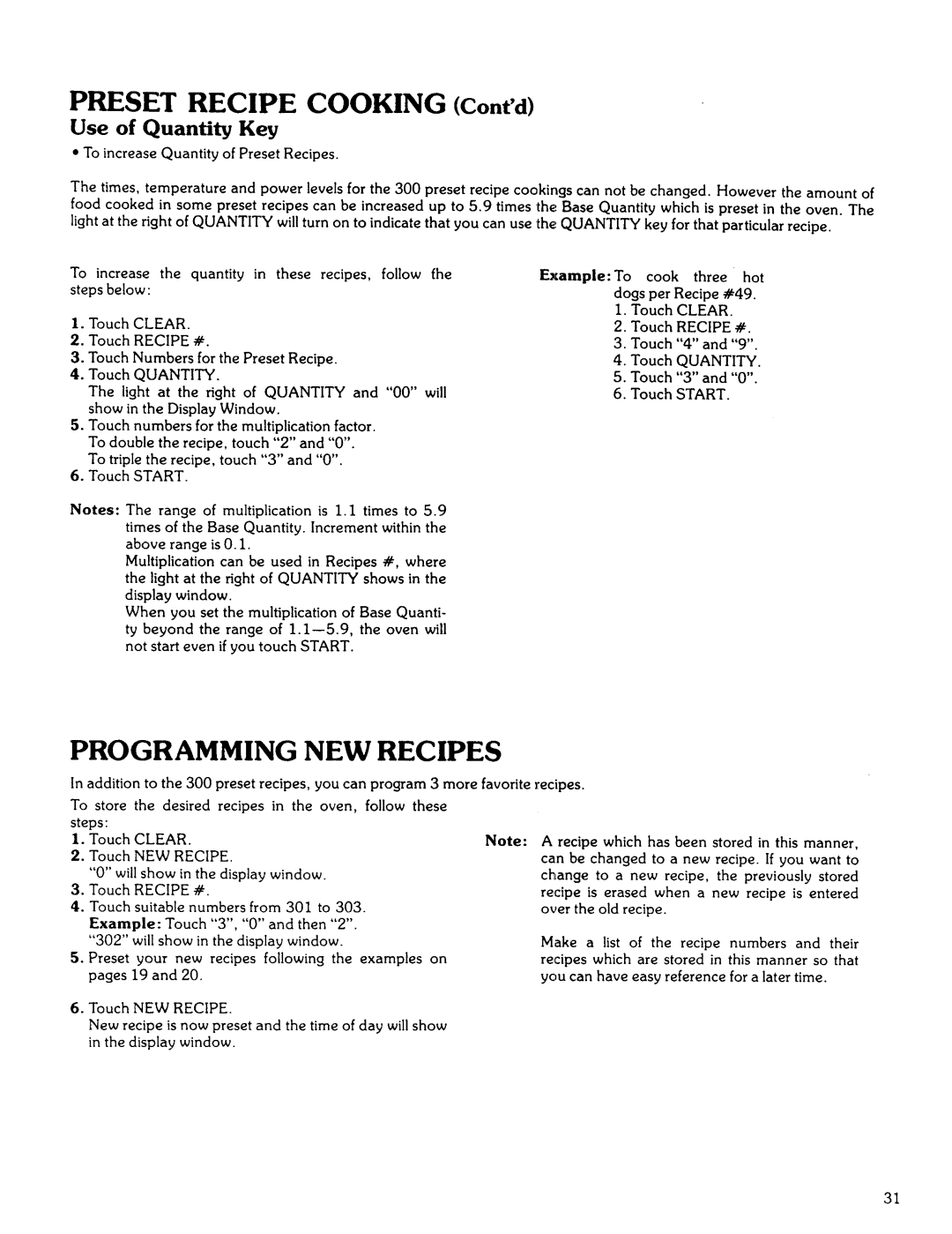 Kenmore 85941 manual Preset Recipe Cooking Contd 