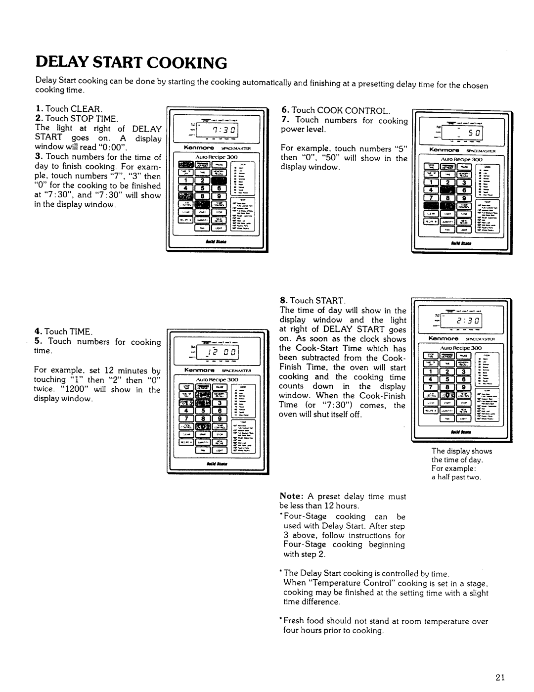 Kenmore 85941 manual Delay Start Cooking 