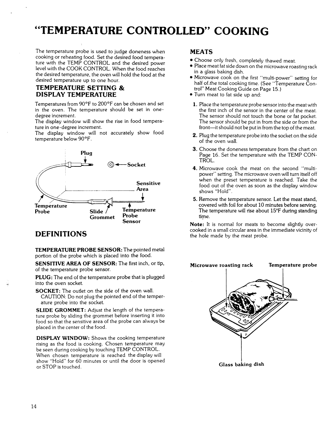 Kenmore 85941 manual Temperature Controlled Cooking 