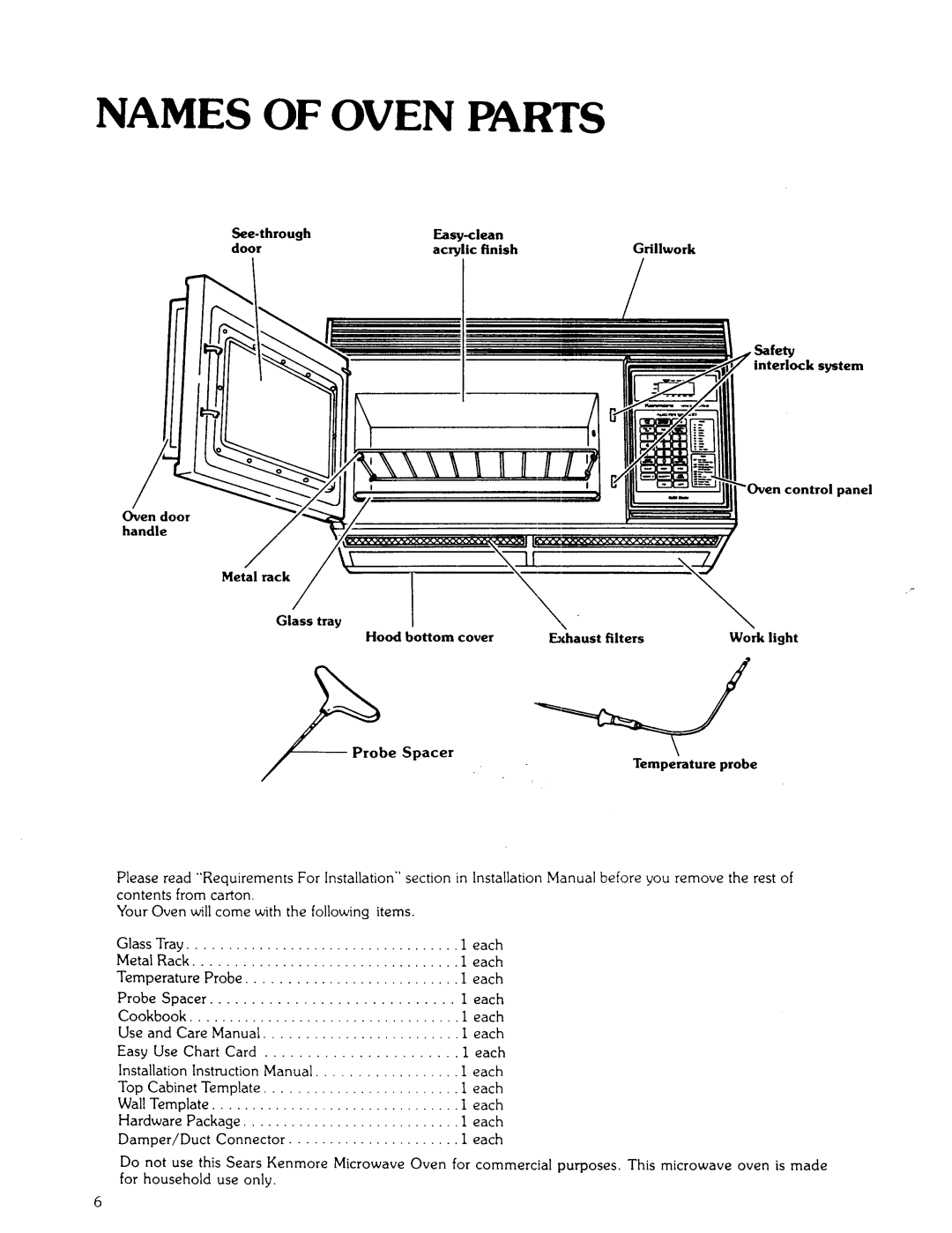 Kenmore 85941 manual Names of Oven Paris 