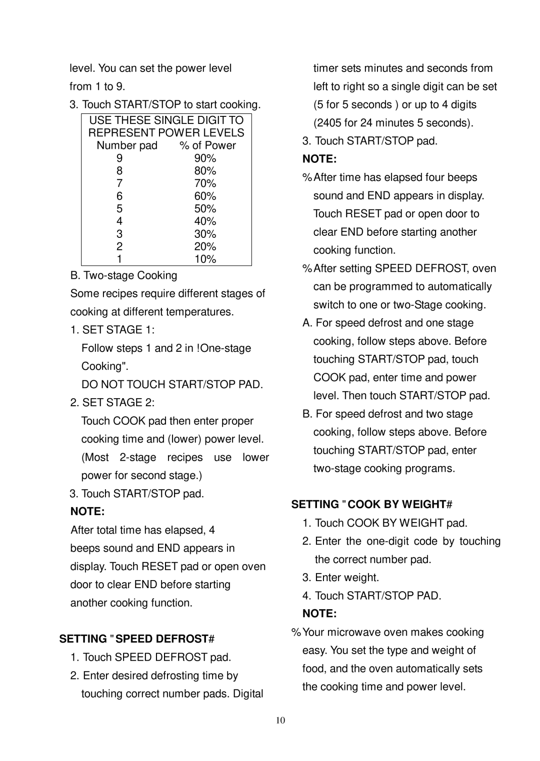 Kenmore 87000 user manual Setting Speed Defrost, Setting Cook by Weight 