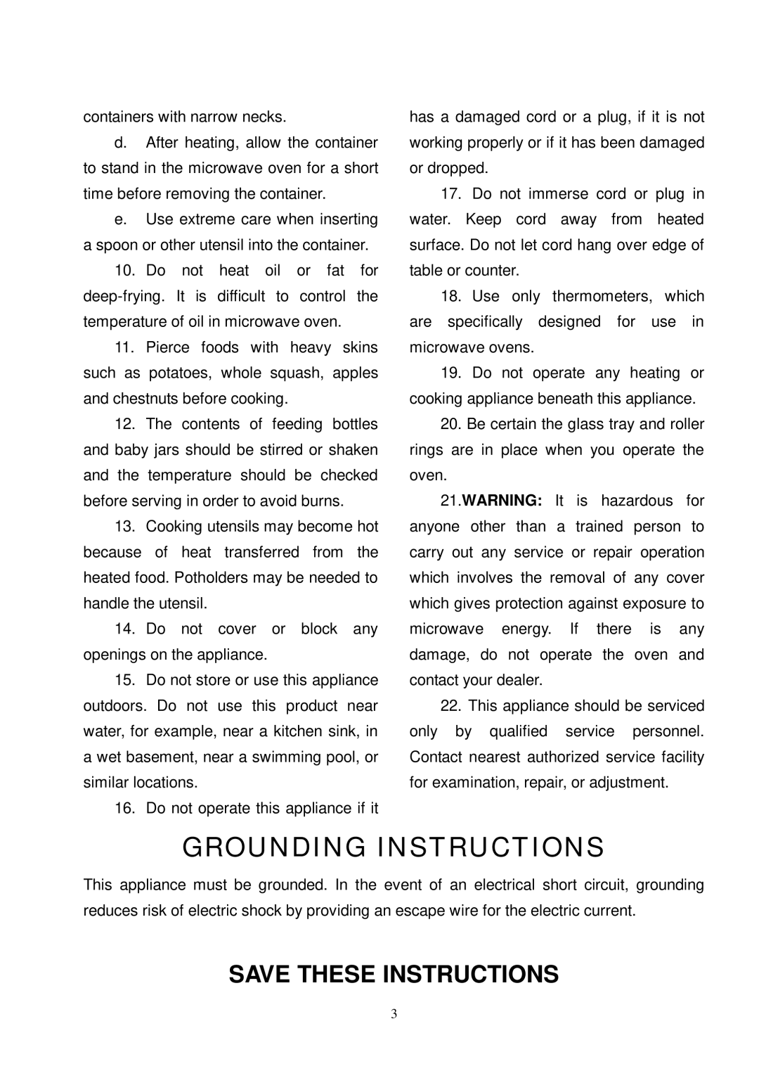 Kenmore 87000 user manual Grounding Instructions 