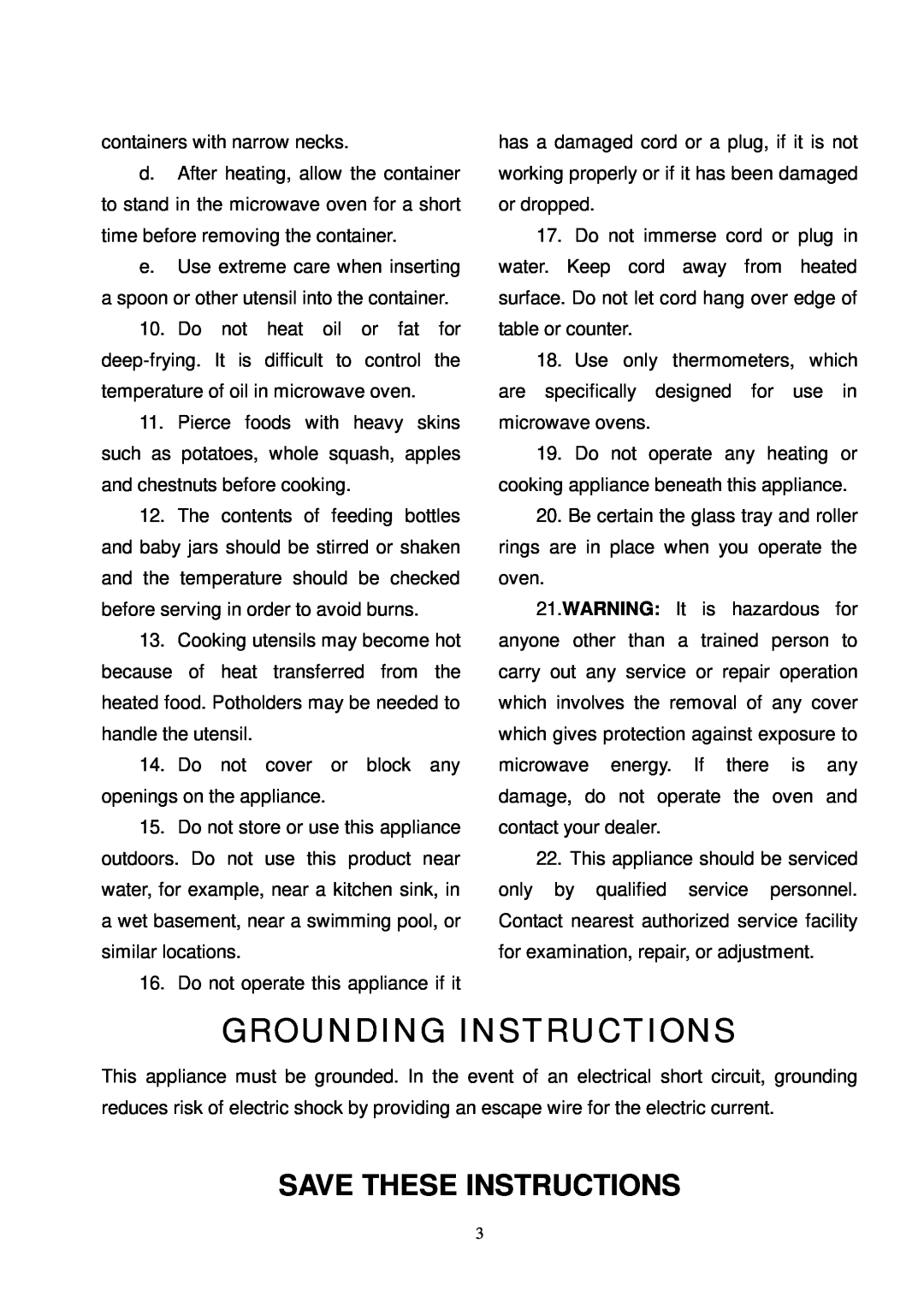 Kenmore 87000 user manual Grounding Instructions, Save These Instructions 