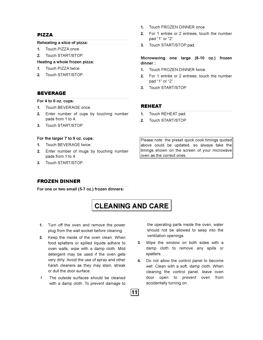 Kenmore 87090 owner manual Cleaning and Care 