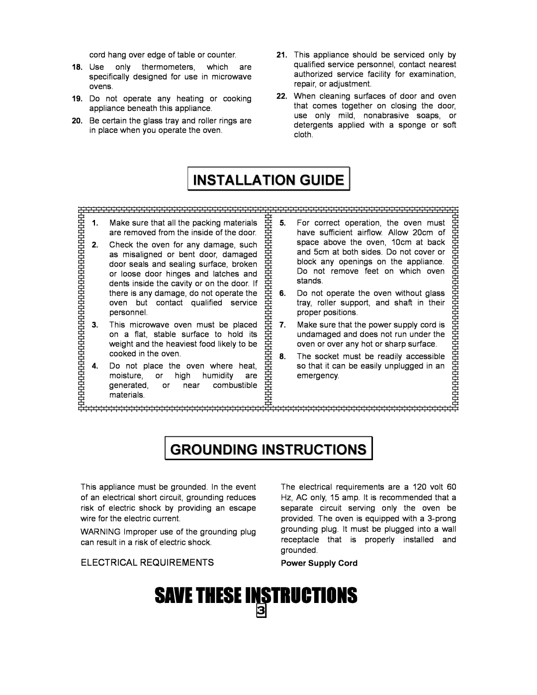 Kenmore 87090 owner manual Installation Guide, Grounding Instructions, Save These Instructions, Electrical Requirements 