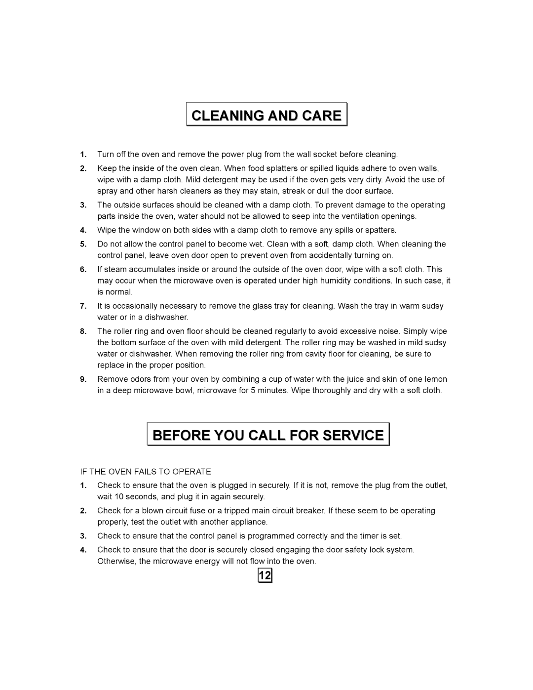 Kenmore 87103 user manual Cleaning and Care, Before YOU Call for Service, If the Oven Fails to Operate 