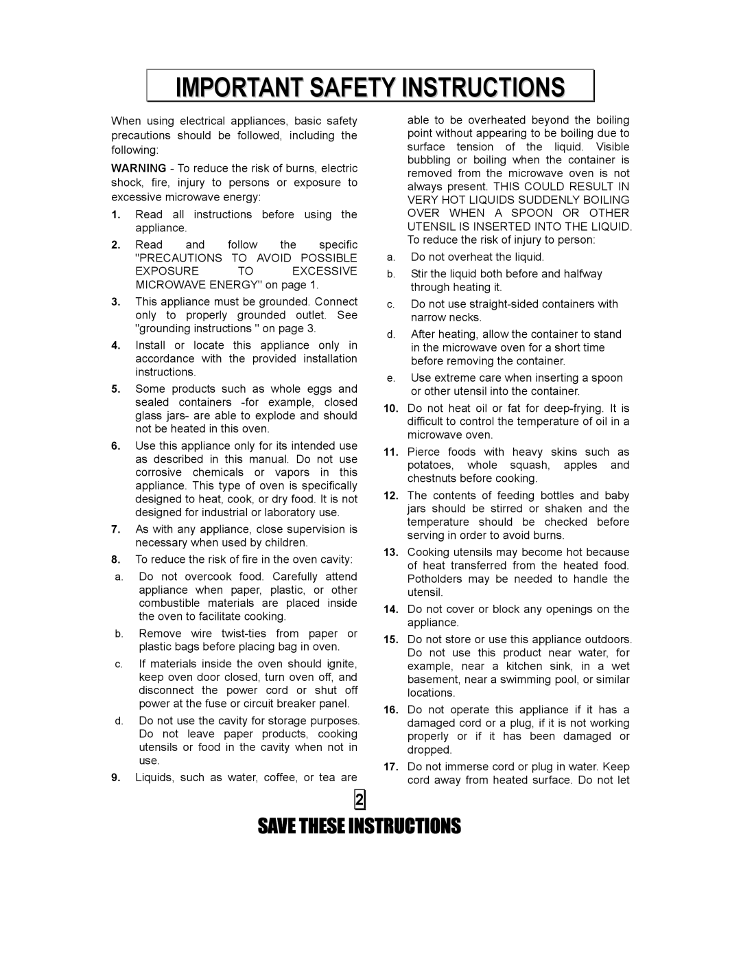 Kenmore 87103 user manual Important Safety Instructions, Precautions to Avoid Possible 